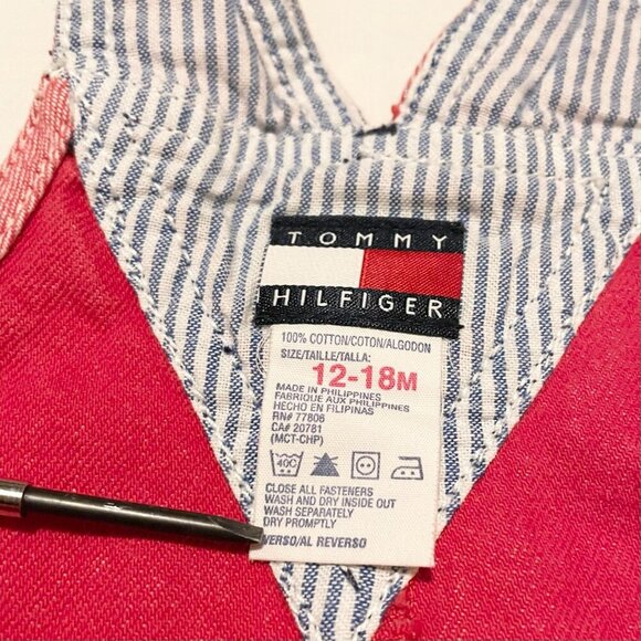 Vintage Tommy Hilfiger Toddler Overalls 12 - 18 M Red Truck - Picture 6 of 16